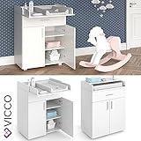 VICCO Wickeltisch LENA Wickelkommode Baby Kids Wickelregal Babymöbel Kommode Wickelauflage mit Klappfunktion - für ausreichend Platz - 2