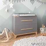 VICCO Wickeltisch Malia Wickelkommode Baby Kids Wickelregal Babymöbel Kommode Wickelauflage abnehmbar ++ auch als SIDEBOARD stellbar (Grau) - 2