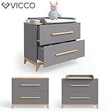 VICCO Wickeltisch Malia Wickelkommode Baby Kids Wickelregal Babymöbel Kommode Wickelauflage abnehmbar ++ auch als SIDEBOARD stellbar (Grau) - 4