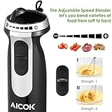 Aicok 4-in-1 Stabmixer 800W 6 Geschwindigkeit Pürierstab mit 500ml Küchenmaschine-Aufsatz und 800ml Becherglas & Schneebesen für Smoothie, Suppen, Babynahrung, Robustem Edelstahl - 3