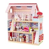 KidKraft 65054 Chelsea Doll Cottage Puppenhaus aus Holz mit Zubehör für 12 cm große Puppen mit 16 Accessoires und 3 Spielebenen - 3