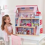 KidKraft 65054 Chelsea Doll Cottage Puppenhaus aus Holz mit Zubehör für 12 cm große Puppen mit 16 Accessoires und 3 Spielebenen - 4