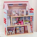 KidKraft 65054 Chelsea Doll Cottage Puppenhaus aus Holz mit Zubehör für 12 cm große Puppen mit 16 Accessoires und 3 Spielebenen - 5