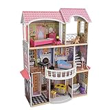 KidKraft 65839 Magnolia Mansion Puppenhaus aus Holz mit Zubehör für 30 cm große Puppen mit 13 Accessoires und 3 Spielebenen - 2