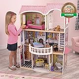 KidKraft 65839 Magnolia Mansion Puppenhaus aus Holz mit Zubehör für 30 cm große Puppen mit 13 Accessoires und 3 Spielebenen - 11