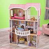 KidKraft 65839 Magnolia Mansion Puppenhaus aus Holz mit Zubehör für 30 cm große Puppen mit 13 Accessoires und 3 Spielebenen - 4