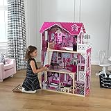 KidKraft 65093 Amelia Puppenhaus aus Holz mit Zubehör für 30 cm große Puppen mit 15 Accessoires und 3 Spielebenen - 3