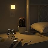 Steckdose LED Nachtlicht mit Dämmerungssensor, Warmweiß Nachtlichter für Mitternacht Bequemlichkeit, Schlafzimmer, Kinderzimmer, Küche, Flur, 2 Stück - 6