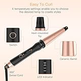 BESTOPE Kegelförmiger Lockenstab 25~38mm Keramik Turmalin Beschichtung Profi Haar Lockenstab Große Locken mit 4 Hitze Einstellung 160 ℃ -220 ℃ Curling Iron mit Hitzebeständiger Handschuh (Rose Gold) - 3