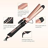 BESTOPE Lockenstab 32mm Keramik Turmalin Beschichtung Profi Haar Lockenstab Großes Fass mit 5 Hitze Einstellung 140 ℃ -220 ℃ Curling Iron mit Handschuh und Curl Clips (Rose Gold) - 4