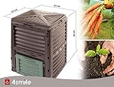KOMPOSTER Kompo von 4smile – Made in Europe | 300 l Gartenabfallbehälter | Thermo Kompostierer ohne Boden für pflanzliche Bioabfälle | Farbe: anthrazit-dunkelgrün - 2
