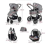 Kinderkraft Moov Multi Kinderwagen Kombikinderwagen 3in1 mit Buggy Babyschale Grau - 6