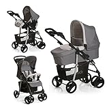 Hauck Shopper SLX Trio Set/Kombi 3 in 1 Kinderwagen/Babyschale/Sportwagen, Gr. 0, Babywanne mit Matratze, bis 25 kg, Liegefunktion, Getränkehalter, leicht, klein faltbar, grau (stone-grey) - 6