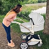 Hot Mom Kombikinderwagen 3 in 1 Funktion mit Buggy und Babywanne 2018 neues Design, Baby Autoschale separate erhältlich - komplett Grey - 5