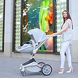 Hot Mom Kombikinderwagen 3 in 1 Funktion mit Buggy und Babywanne 2018 neues Design, Baby Autoschale separate erhältlich - komplett Grey - 7