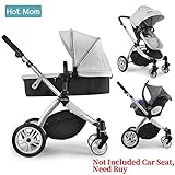 Hot Mom Multi Kinderwagen Kombikinderwagen 2 in 1 mit Buggy 2018 neues Design, Babyschale separat erhältlich - Grey - 2