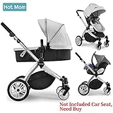 Hot Mom Multi Kinderwagen Kombikinderwagen 2 in 1 mit Buggy 2018 neues Design, Babyschale separat erhältlich - Grey - 2