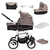 Bebebi Paris | 3 in 1 Kinderwagen Komplettset | Hartgummireifen | Farbe: Seine - 2