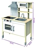 Eichhorn 100002494 - Spielküche aus Holz, Herd mit leuchtenden Herdplatten, Spüle, Backofen und Dunstabzug, 36x69x99cm, Kiefernholz, Birkenholz - 2