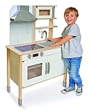 Eichhorn 100002494 - Spielküche aus Holz, Herd mit leuchtenden Herdplatten, Spüle, Backofen und Dunstabzug, 36x69x99cm, Kiefernholz, Birkenholz - 3