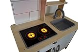 Eichhorn 100002494 - Spielküche aus Holz, Herd mit leuchtenden Herdplatten, Spüle, Backofen und Dunstabzug, 36x69x99cm, Kiefernholz, Birkenholz - 6