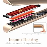 FURIDEN Glätteisen Locken und Glätten Haarglätter mit 25mm Turmalin Keramik Platten, Dual-Spannung,120℃-230℃ - Golden - 3