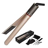 FURIDEN Glätteisen Locken und Glätten Haarglätter mit 25mm Turmalin Keramik Platten, Dual-Spannung,120℃-230℃ - Golden - 9