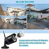 ieGeek 1080P Überwachungskamera, Sony 2 MP Objektiv HD IP Kamera, LAN & Wlan Sicherheitskamera für Außen Wasserdicht, Unterstützung FTP, Email, IR Nachtsicht, Bis zu 128GB SD Karte, Schwarz - 2