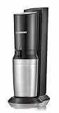 SodaStream Crystal 2.0 Wassersprudler inkl. 1 Zylinder und 2 Glaskaraffen 0, 6l Farbe: Titan Trinkwassersprudler, Gebürsteter Stahl, Silber, 55 x 26 x 16 cm - 2