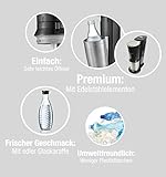 SodaStream Crystal 2.0 Wassersprudler inkl. 1 Zylinder und 2 Glaskaraffen 0, 6l Farbe: Titan Trinkwassersprudler, Gebürsteter Stahl, Silber, 55 x 26 x 16 cm - 5