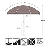 Sekey Sonnenschirm 200 cm Marktschirm Gartenschirm Terrassenschirm Taupe Rund Sonnenschutz UV25+ - 7