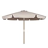 Sekey Sonnenschirm Ø 300 cm Holz-Sonnenschirm Marktschirm Gartenschirm Terrassenschirm Taupe Rund UV50+ - 2