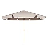 Sekey Sonnenschirm Ø 300 cm Holz-Sonnenschirm Marktschirm Gartenschirm Terrassenschirm Taupe Rund UV50+ - 2