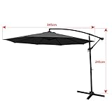 AUFUN Alu Sonnenschirme 350cm mit kurbel UV Schutz 40+ - Dunkelgrau balkonschirm gartenschirm höhenverstellbarer (Dunkelgrau) - 2