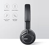 AUKEY Bluetooth Kopfhörer Kabellos on Ear, Dual 40mm Treiber mit Sattem Bass, 18 Stunden Spielzeit, Mikrofon und 3,5-mm-Audioeingang, Transportetui, Ermüdungsfreies Tragen - 2