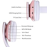 Bluetooth Kopfhörer Over Ear, Kabellose Headset Stereo Wireless Bluetooth-Kopfhörer mit Mikrofon Klappbares Design für iPhone, Android, PC und andere Bluetooth by WorWoder - Rose Gold - 5