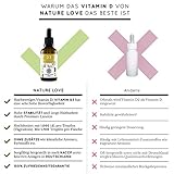 Vielfacher SIEGER 2018*: Vitamin D3 1000 IE von Nature Love. Neu/Premium: Besonders hohe Stabilität. Flüssig, in Tropfen (50ml). Vegetarisch, hochdosiert & hergestellt in Deutschland - 2