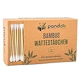 pandoo 4er Pack Bambus Wattestäbchen (800 Stück) | 100% biologisch abbaubar, vegan & nachhaltig | kompostierbare premium Wattestäbchen - 8