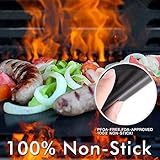 Yica BBQ Grillmatten, Grillmatte (5er Set) Zum Grillen und Backen und Silikon Bürste,40 x 33 cm BBQ Antihaft Grill-und Backmatte Wiederverwendbar PFOA-Frei Schwarz - 4