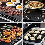 Yica BBQ Grillmatten, Grillmatte (5er Set) Zum Grillen und Backen und Silikon Bürste,40 x 33 cm BBQ Antihaft Grill-und Backmatte Wiederverwendbar PFOA-Frei Schwarz - 6