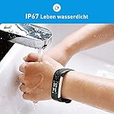 Mpow Fitness Armband mit Pulsmesser, IP67 Fitness Tracker Aktivitätstracker Herzfrequenzmonitor Schrittzähler Uhr mit 14 Trainingsmodi Vibrationsalarm Anruf SMS Beachten für iPhone Android Handy - 6