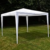 Garten-Pavillon 3 x 3 m, wasserdicht, inklusive Heringe, Abspannseile, Eckverbinder, Material PE-Plane 110 g/m², Metallgestänge lackiert, Stecksystem Montage ohne Werkzeug, weiß - 6