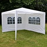 Nexos GM36090 PE-Pavillon Partyzelt mit 2 Seitenteilen für Garten Terrasse Markt Camping Festival als Unterstand und Plane, wasserdicht 3 x 3 m weiß - 6