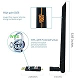 Wifi Adapter, 1200Mbit/s mit 5dBi Antenna, Dualband (5G/866Mbps + 2.4G/300Mbps) Wlan Stick, USB Wifi Dongle 802.11 ac/n/g/b/a Wireless Standards, Kleine WiFi-Empfänger für Desktop/PC/Laptop/Notebook - 4