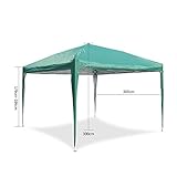 HG® 3x3m Faltpavillon Gartenzelt Garten Pavillion Festzelt Partyzelt Faltzelt Wasserdicht Popup PVC Versiegelte Nähte in Grün - 3