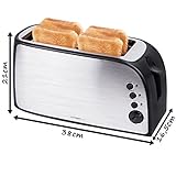TZS First Austria - gebürsteter Edelstahl 4 Scheiben Toaster 1500W mit Krümelschublade Sandwich Langschlitz | abnehmbarer Brötchenaufsatz | wärmeisoliertes Gehäuse, stufenlose Temperatureinstellung - 2