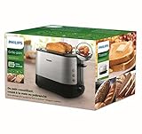 Philips HD2637/90 Toaster (7 Stufen, Brötchenaufsatz, Stopp-Taste, 1000 W, schwarz/edelstahl) - 5