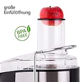 TZS First Austria - 800 Watt Edelstahl Zentrifugal-Entsafter XXL 75mm Einfüllöffnung, Saugnapf-Füße, Tropfstoppfunktion Zentrifugalentsafter elektrisch, Juicer Extractor, Überhitzungsschutz BPA frei - 3