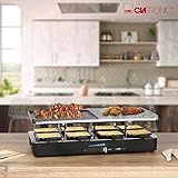 Clatronic RG 3518 Raclette-Grill mit heißem Stein zum Grillen und Überbacken, Wendegussplatte, 8 Pfännchen, 8 Holzspatel, antihaftbeschichtet - 6