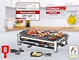 ROMMELSBACHER RCC 1500 Raclette-Grill (extra langes Kabel (2m), Tischgrill für 8 Personen, gerippte Alu-Druckguss-Grillplatte, Xylan Plus Antihaftbeschichtung, Parkdeck, 1500 W) chrom - 4